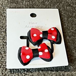Black & Red w/ White Polka Dots Hair Bow Ties Elastic Ponytail Accessories Cute